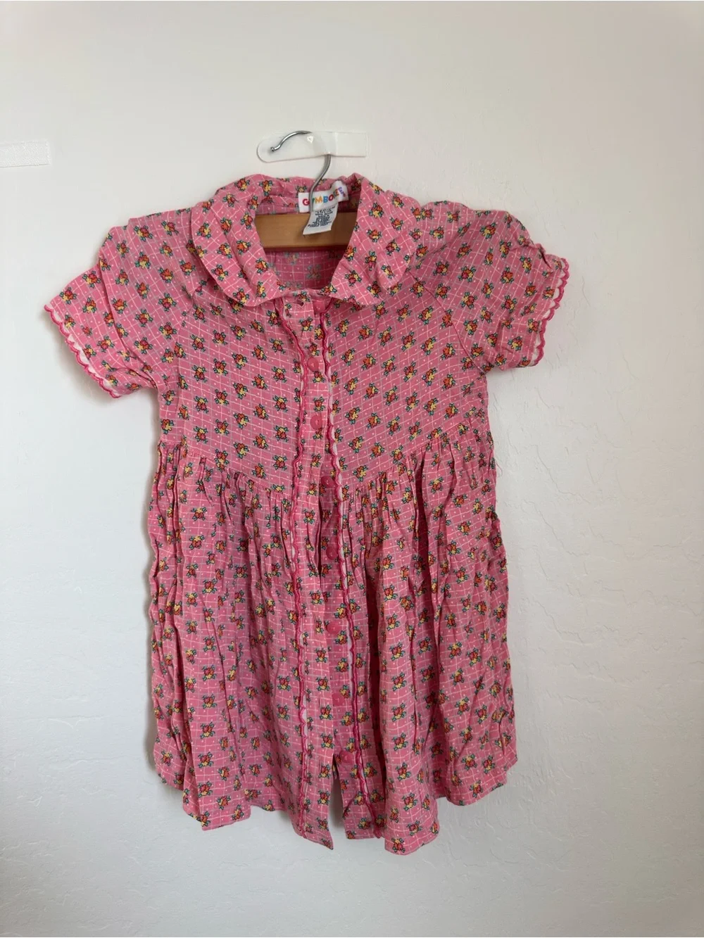Vintage Gymboree Pink Floral Button-Front Girls' Dress